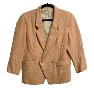 VINTAGE Wool Double Breasted Blazer Camel L